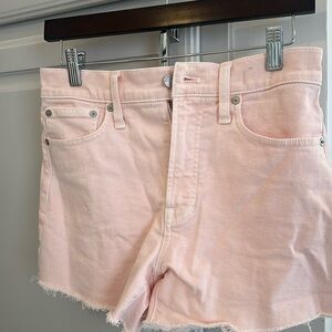 Madewell light pink denim cutoff shorts